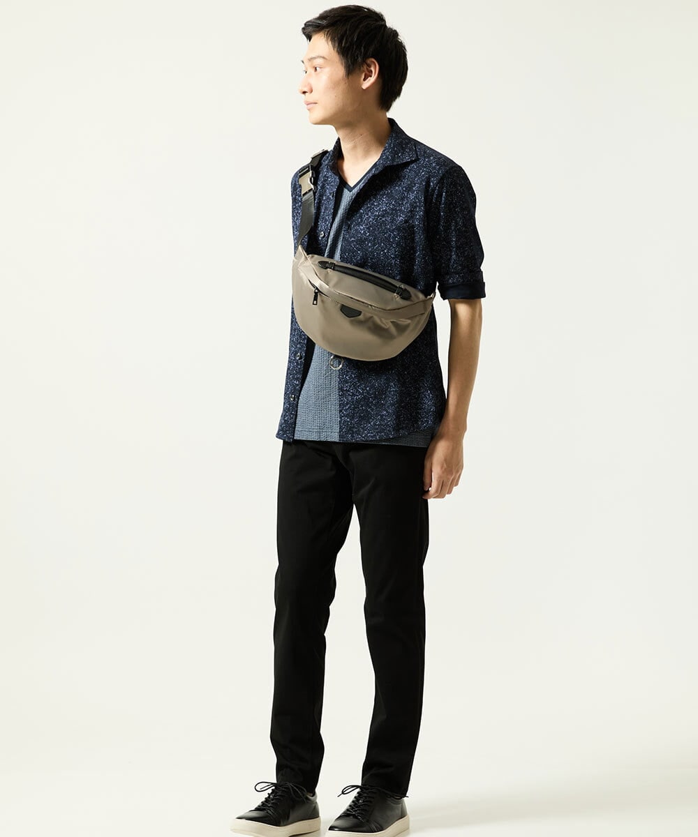 MKBHA58130 MK MICHEL KLEIN HOMME(MKミッシェルクランオム) 【色・サイズ残りわずか】カノコプリント七分袖シャツ ネイビー