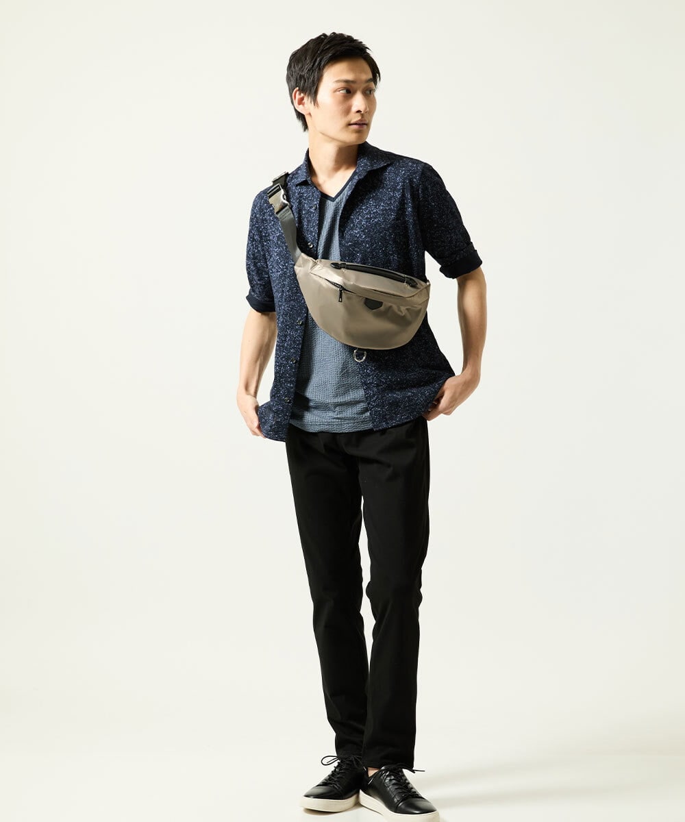 MKBHA58130 MK MICHEL KLEIN HOMME(MKミッシェルクランオム) 【色・サイズ残りわずか】カノコプリント七分袖シャツ ネイビー