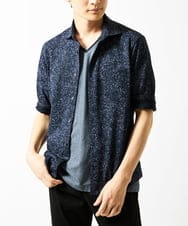 MKBHA58130 MK MICHEL KLEIN HOMME(MKミッシェルクランオム) 【色・サイズ残りわずか】カノコプリント七分袖シャツ ネイビー
