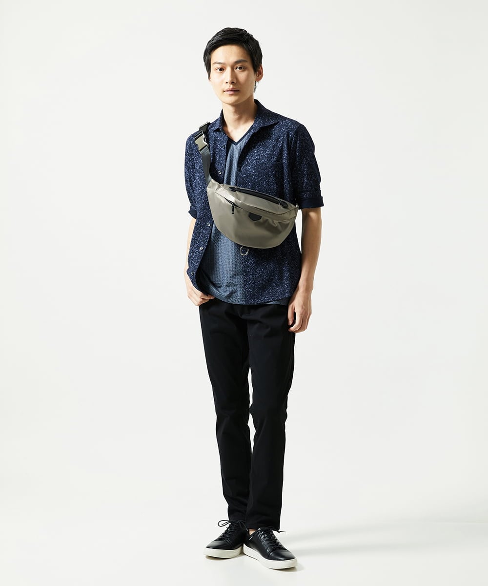 MKBHA58130 MK MICHEL KLEIN HOMME(MKミッシェルクランオム) 【色・サイズ残りわずか】カノコプリント七分袖シャツ ネイビー
