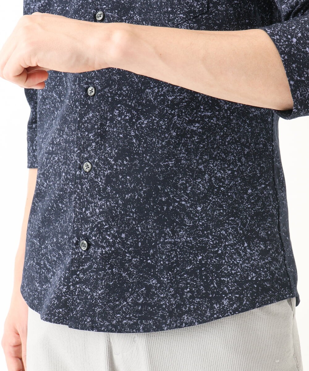 MKBHA58130 MK MICHEL KLEIN HOMME(MKミッシェルクランオム) 【色・サイズ残りわずか】カノコプリント七分袖シャツ ネイビー