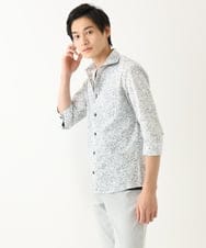 MKBHA58130 MK MICHEL KLEIN HOMME(MKミッシェルクランオム) 【色・サイズ残りわずか】カノコプリント七分袖シャツ ホワイト