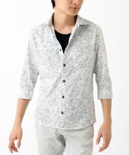 MKBHA58130 MK MICHEL KLEIN HOMME(MKミッシェルクランオム) 【色・サイズ残りわずか】カノコプリント七分袖シャツ ホワイト