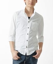 MKBHA62110 MK MICHEL KLEIN HOMME(MKミッシェルクランオム) 【吸水速乾】シアーボーダー七分袖シャツ ホワイト