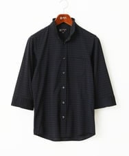 MKBHA62110 MK MICHEL KLEIN HOMME(MKミッシェルクランオム) 【吸水速乾】シアーボーダー七分袖シャツ ブラック
