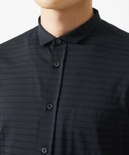 MKBHA62110 MK MICHEL KLEIN HOMME(MKミッシェルクランオム) 【吸水速乾】シアーボーダー七分袖シャツ ブラック