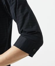 MKBHA62110 MK MICHEL KLEIN HOMME(MKミッシェルクランオム) 【吸水速乾】シアーボーダー七分袖シャツ ブラック