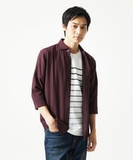 MKBHC19090 MK MICHEL KLEIN HOMME(MKミッシェルクランオム) 【色・サイズ残りわずか】ブロックサッカー七分袖シャツ パープル