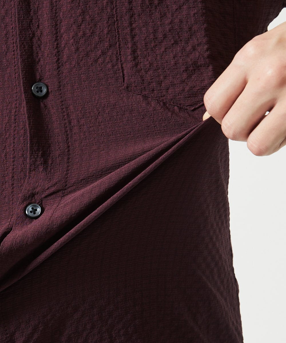 MKBHC19090 MK MICHEL KLEIN HOMME(MKミッシェルクランオム) 【色・サイズ残りわずか】ブロックサッカー七分袖シャツ パープル