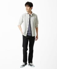 MKBHC19090 MK MICHEL KLEIN HOMME(MKミッシェルクランオム) 【色・サイズ残りわずか】ブロックサッカー七分袖シャツ ライトグレー