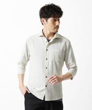 MKBHC19090 MK MICHEL KLEIN HOMME(MKミッシェルクランオム) 【色・サイズ残りわずか】ブロックサッカー七分袖シャツ ライトグレー