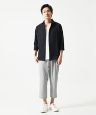 MKBHC19090 MK MICHEL KLEIN HOMME(MKミッシェルクランオム) 【色・サイズ残りわずか】ブロックサッカー七分袖シャツ ブラック