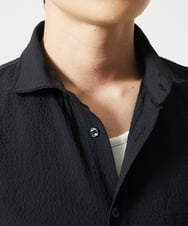 MKBHC19090 MK MICHEL KLEIN HOMME(MKミッシェルクランオム) 【色・サイズ残りわずか】ブロックサッカー七分袖シャツ ブラック