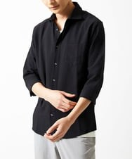 MKBHC19090 MK MICHEL KLEIN HOMME(MKミッシェルクランオム) 【色・サイズ残りわずか】ブロックサッカー七分袖シャツ ブラック