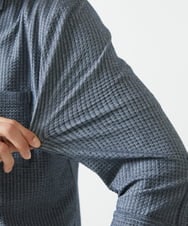 MKBHC32130 MK MICHEL KLEIN HOMME(MKミッシェルクランオム) 【７分袖/洗える】スタンドカラーシャツ / ストライプサッカー　 ブルー