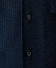 MKBHC32130 MK MICHEL KLEIN HOMME(MKミッシェルクランオム) 【７分袖/洗える】スタンドカラーシャツ / ストライプサッカー　 ネイビー