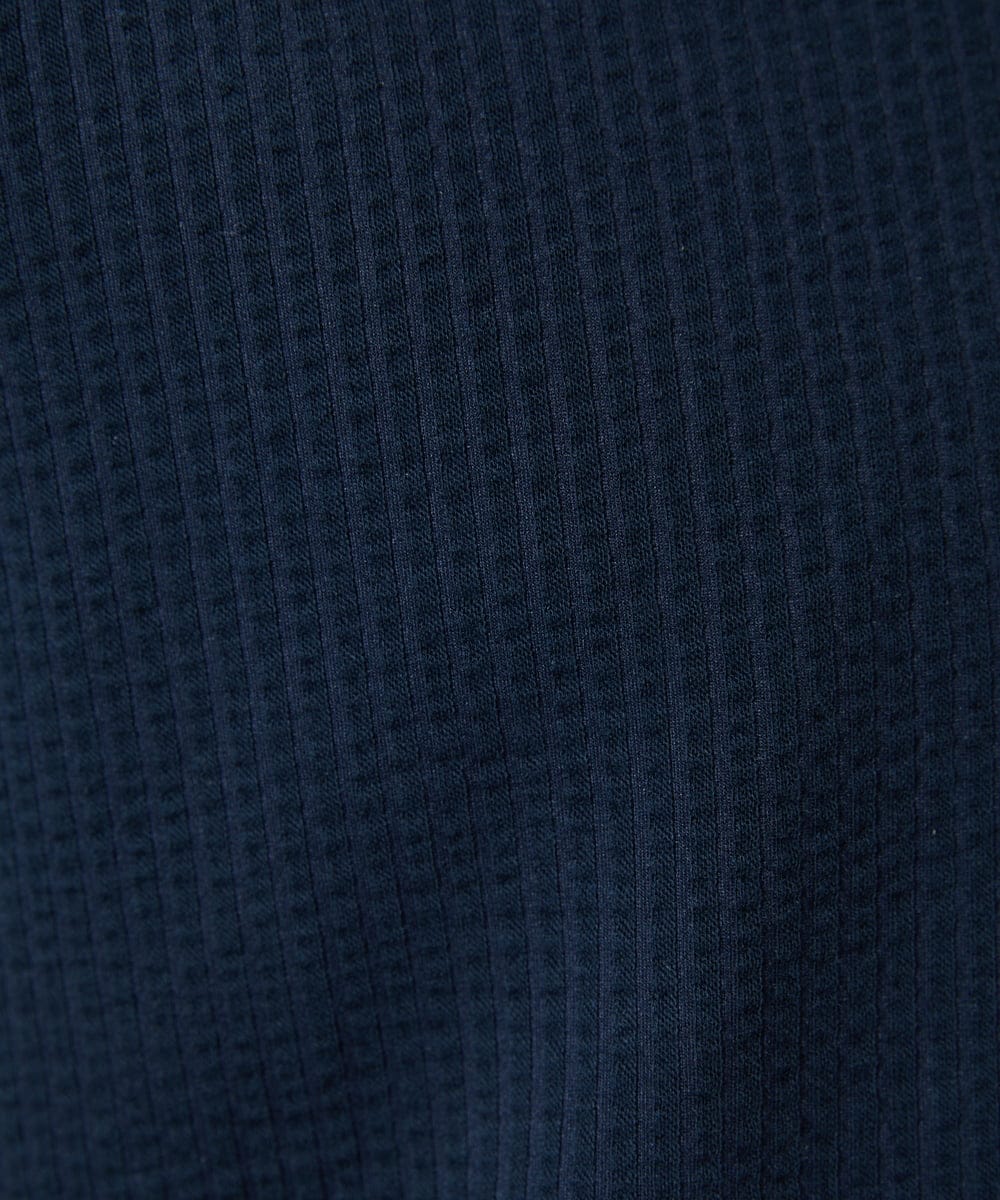 MKBHC32130 MK MICHEL KLEIN HOMME(MKミッシェルクランオム) 【７分袖/洗える】スタンドカラーシャツ / ストライプサッカー　 ネイビー