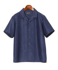 MKBHC59130 MK MICHEL KLEIN HOMME(MKミッシェルクランオム) 【洗える / 快適高通気素材】カラミストレッチ開襟シャツ ネイビー