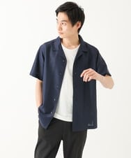 MKBHC59130 MK MICHEL KLEIN HOMME(MKミッシェルクランオム) 【洗える / 快適高通気素材】カラミストレッチ開襟シャツ ネイビー