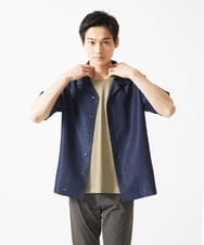 MKBHC59130 MK MICHEL KLEIN HOMME(MKミッシェルクランオム) 【洗える / 快適高通気素材】カラミストレッチ開襟シャツ ネイビー
