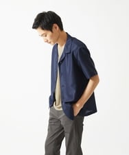 MKBHC59130 MK MICHEL KLEIN HOMME(MKミッシェルクランオム) 【洗える / 快適高通気素材】カラミストレッチ開襟シャツ ネイビー