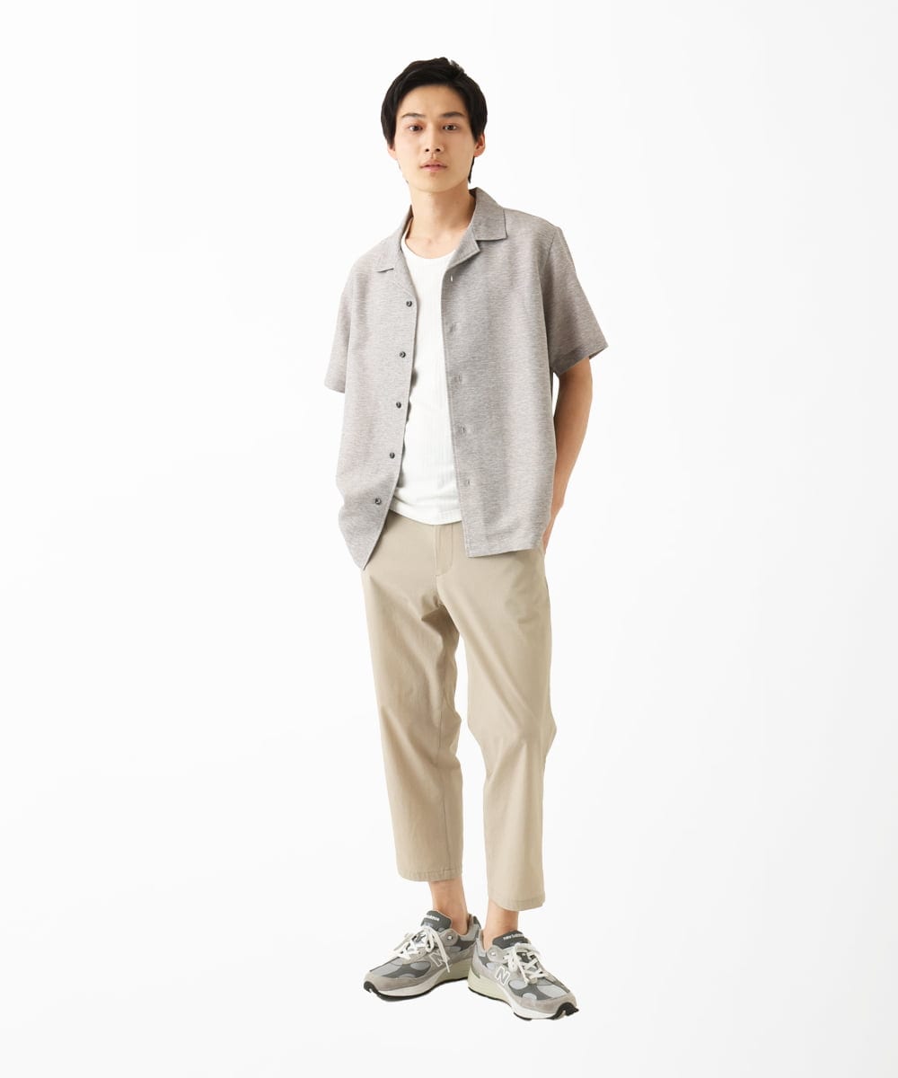 MKBHC59130 MK MICHEL KLEIN HOMME(MKミッシェルクランオム) 【洗える / 快適高通気素材】カラミストレッチ開襟シャツ アイボリー