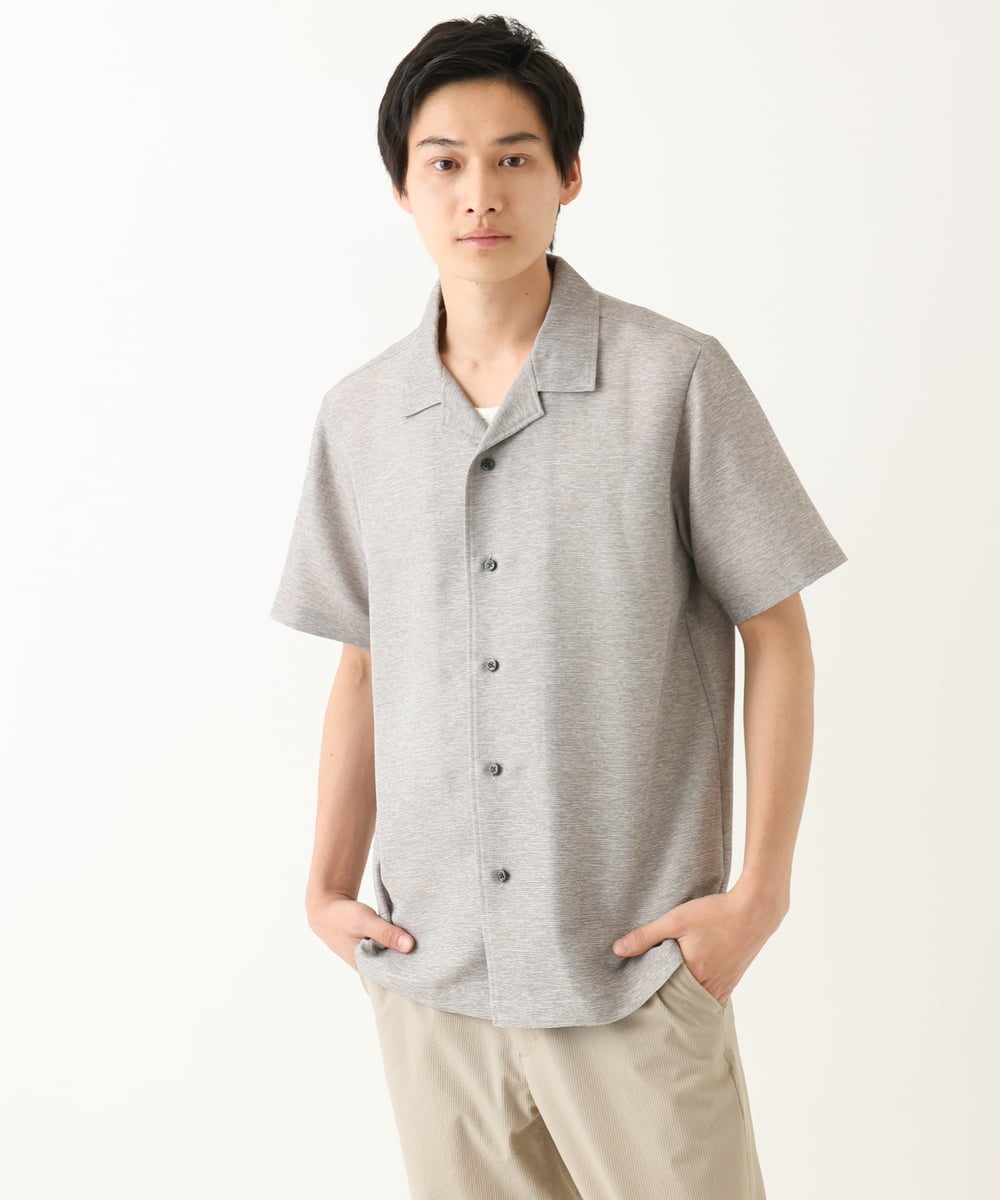 MKBHC59130 MK MICHEL KLEIN HOMME(MKミッシェルクランオム) 【洗える / 快適高通気素材】カラミストレッチ開襟シャツ アイボリー