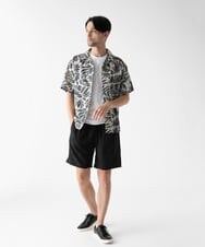 MKBHC87090 MK MICHEL KLEIN HOMME(MKミッシェルクランオム) 【リラックスサイズ/洗える】リーフ柄半袖シャツ ホワイト