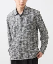 MKBJX06130 MK MICHEL KLEIN HOMME(MKミッシェルクランオム) 【残りわずか／秋シャツ／ゆったりサイズ】長袖シャツ/ツィードジャージ ダークグレー