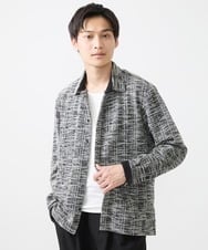 MKBJX06130 MK MICHEL KLEIN HOMME(MKミッシェルクランオム) 【残りわずか／秋シャツ／ゆったりサイズ】長袖シャツ/ツィードジャージ ダークグレー