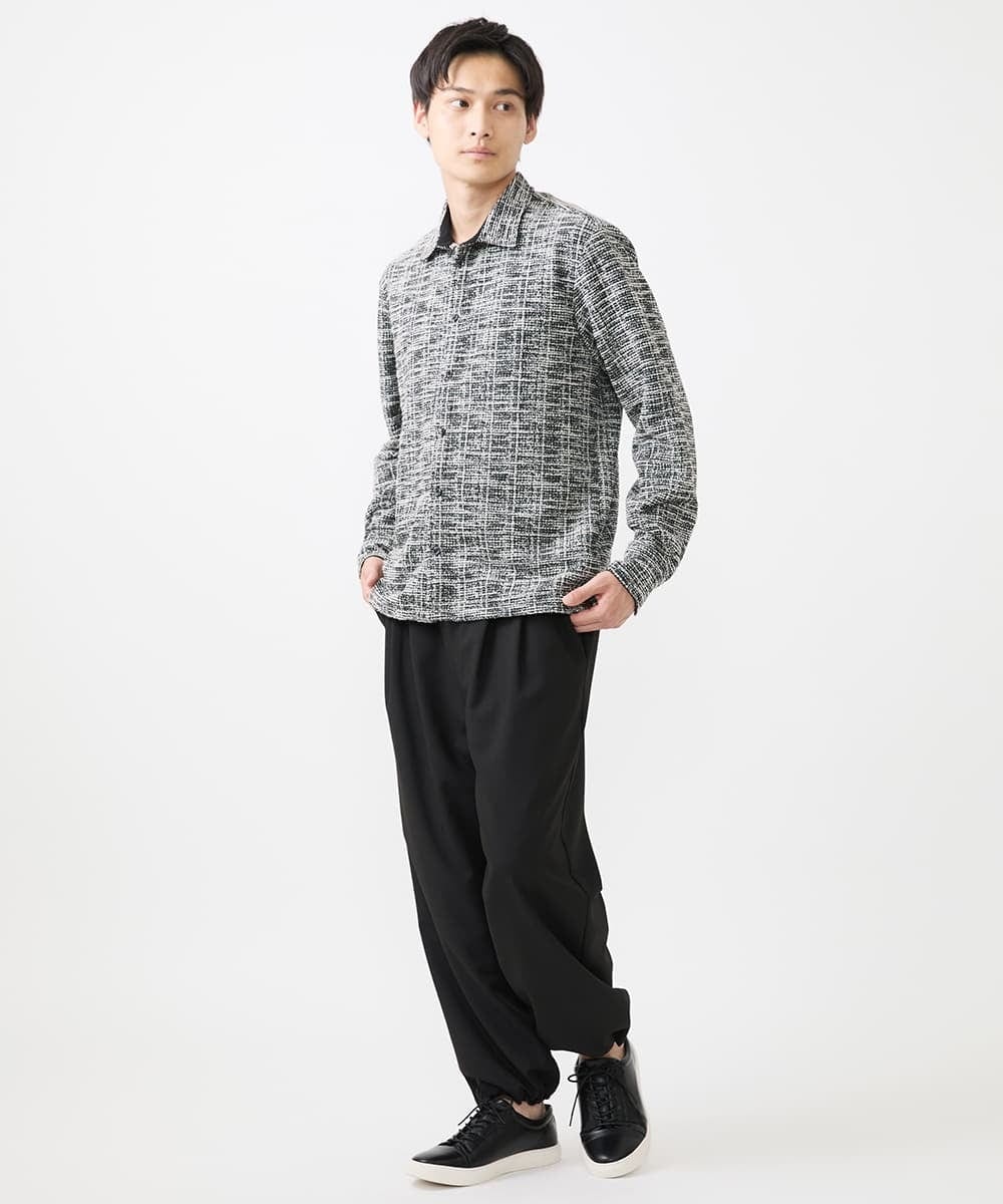 MKBJX06130 MK MICHEL KLEIN HOMME(MKミッシェルクランオム) 【残りわずか／秋シャツ／ゆったりサイズ】長袖シャツ/ツィードジャージ ダークグレー