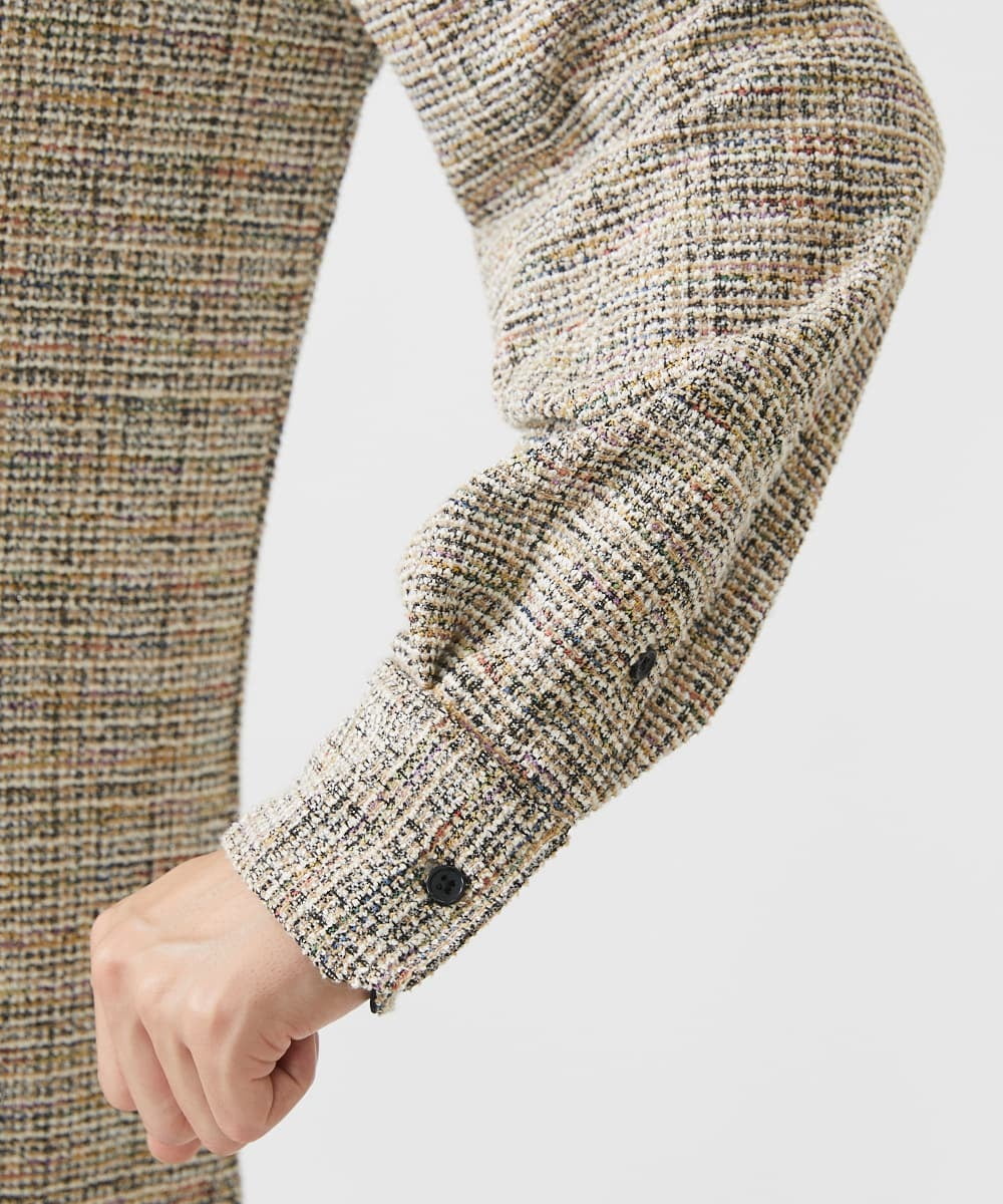 MKBJX06130 MK MICHEL KLEIN HOMME(MKミッシェルクランオム) 【残りわずか／秋シャツ／ゆったりサイズ】長袖シャツ/ツィードジャージ ダークグレー