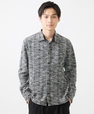 MKBJX06130 MK MICHEL KLEIN HOMME(MKミッシェルクランオム) 【残りわずか／秋シャツ／ゆったりサイズ】長袖シャツ/ツィードジャージ ダークグレー