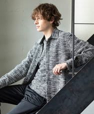 MKBJX06130 MK MICHEL KLEIN HOMME(MKミッシェルクランオム) 【残りわずか／秋シャツ／ゆったりサイズ】長袖シャツ/ツィードジャージ ダークグレー