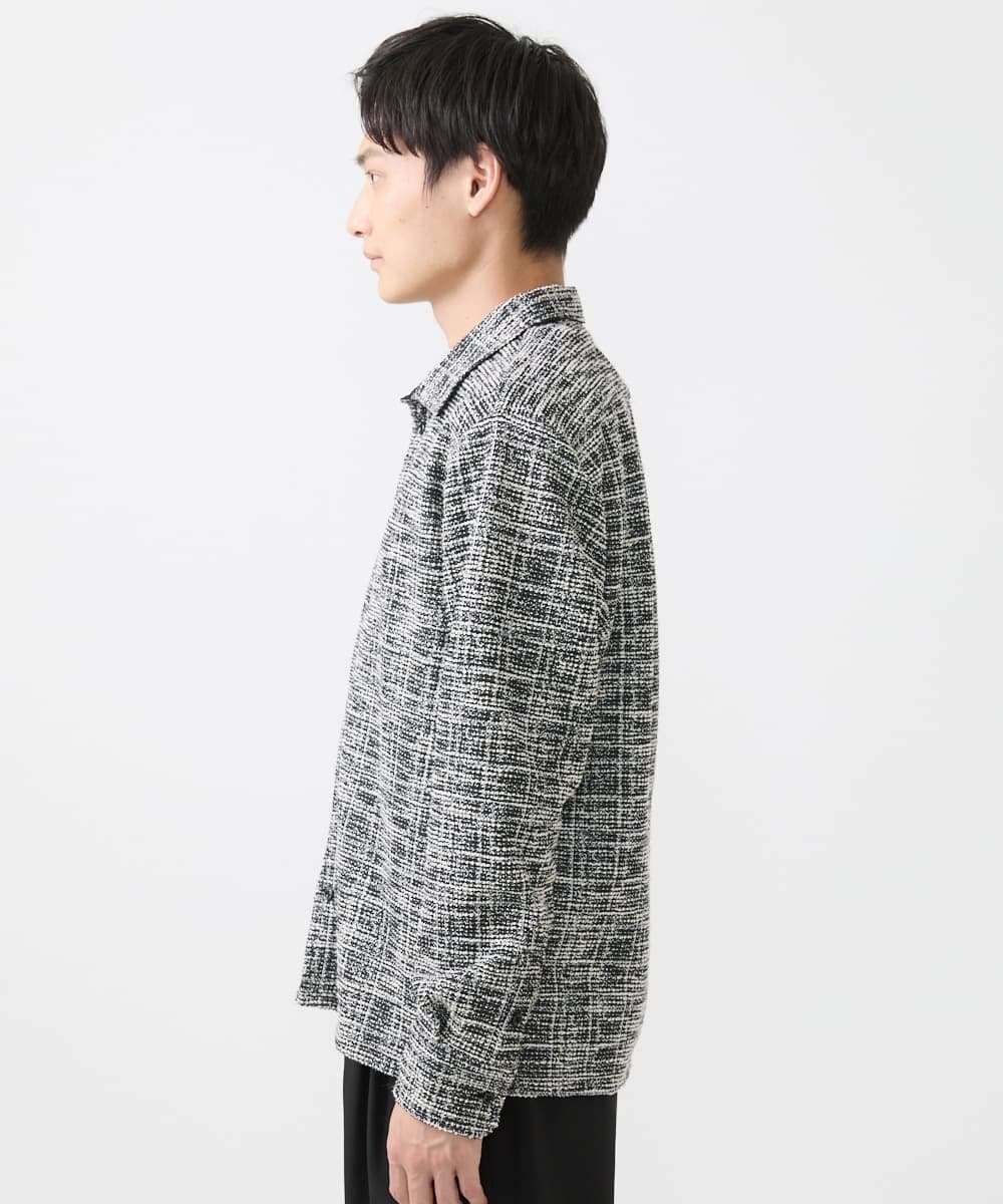 MKBJX06130 MK MICHEL KLEIN HOMME(MKミッシェルクランオム) 【残りわずか／秋シャツ／ゆったりサイズ】長袖シャツ/ツィードジャージ ダークグレー