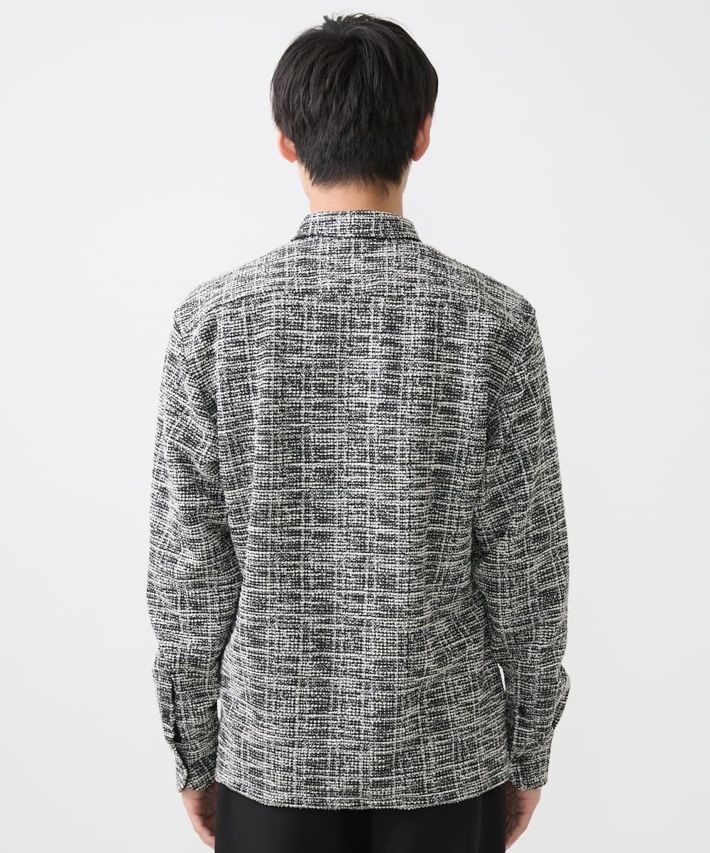 MKBJX06130 MK MICHEL KLEIN HOMME(MKミッシェルクランオム) 【残りわずか／秋シャツ／ゆったりサイズ】長袖シャツ/ツィードジャージ ダークグレー
