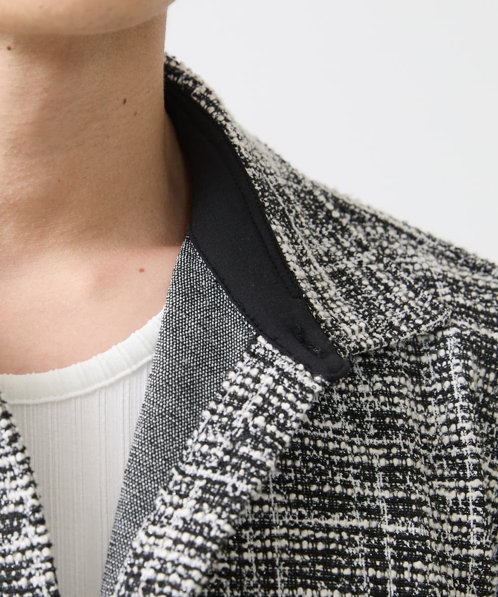 MKBJX06130 MK MICHEL KLEIN HOMME(MKミッシェルクランオム) 【残りわずか／秋シャツ／ゆったりサイズ】長袖シャツ/ツィードジャージ ダークグレー
