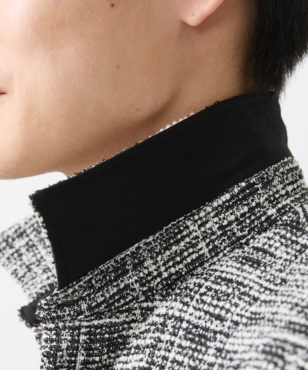 MKBJX06130 MK MICHEL KLEIN HOMME(MKミッシェルクランオム) 【残りわずか／秋シャツ／ゆったりサイズ】長袖シャツ/ツィードジャージ ダークグレー