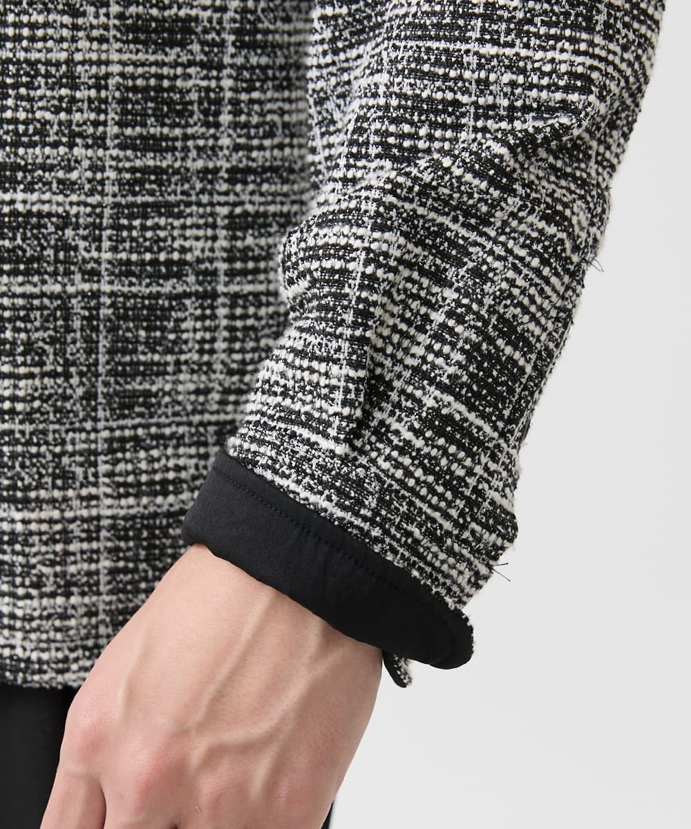 MKBJX06130 MK MICHEL KLEIN HOMME(MKミッシェルクランオム) 【残りわずか／秋シャツ／ゆったりサイズ】長袖シャツ/ツィードジャージ ダークグレー