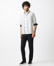 MKBJX32110 MK MICHEL KLEIN HOMME(MKミッシェルクランオム) 【大きいサイズあり】七分袖シャツ/ミストワッシャーカノコ グレー