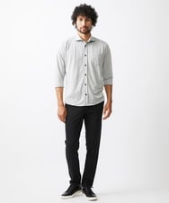 MKBJX32110 MK MICHEL KLEIN HOMME(MKミッシェルクランオム) 【大きいサイズあり】七分袖シャツ/ミストワッシャーカノコ グレー
