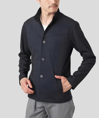 MKCAF52150 MK MICHEL KLEIN HOMME 【人気商品/洗える/ストレッチ】スタンドカラーカーディガン（TECEASY2025AW）