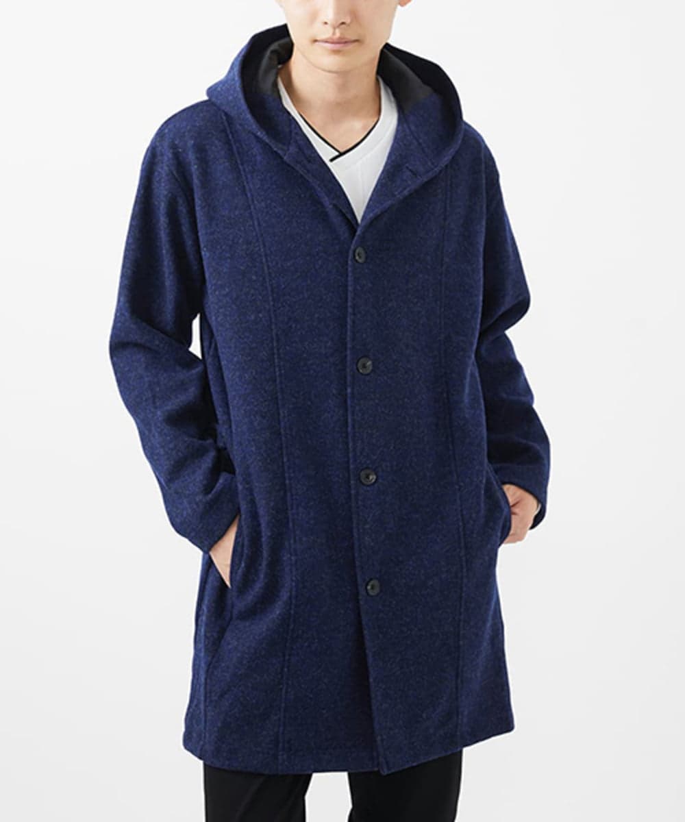 MKCCC32150 MK MICHEL KLEIN HOMME(MKミッシェルクランオム) 【残りわずか！/在庫限り/男女兼用】フードコーディガン / ブラッシュドメルトンジャージ ネイビー