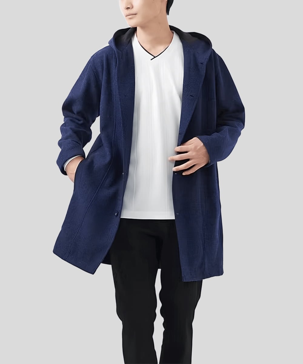 MKCCC32150 MK MICHEL KLEIN HOMME(MKミッシェルクランオム) 【残りわずか！/在庫限り/男女兼用】フードコーディガン / ブラッシュドメルトンジャージ ネイビー