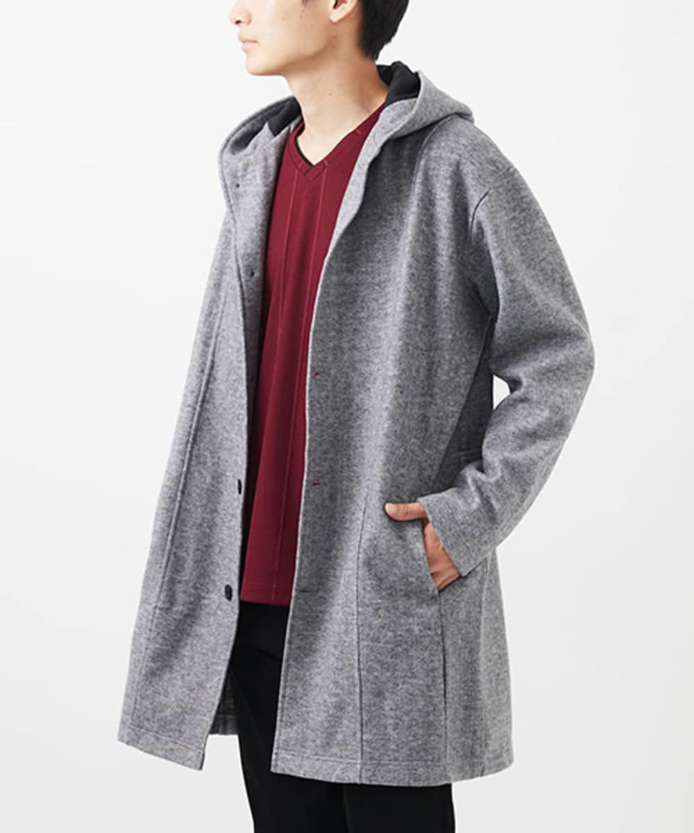 MKCCC32150 MK MICHEL KLEIN HOMME(MKミッシェルクランオム) 【残りわずか！/在庫限り/男女兼用】フードコーディガン / ブラッシュドメルトンジャージ グレー