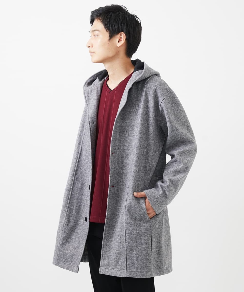 MKCCC32150 MK MICHEL KLEIN HOMME(MKミッシェルクランオム) 【残りわずか！/在庫限り/男女兼用】フードコーディガン / ブラッシュドメルトンジャージ グレー