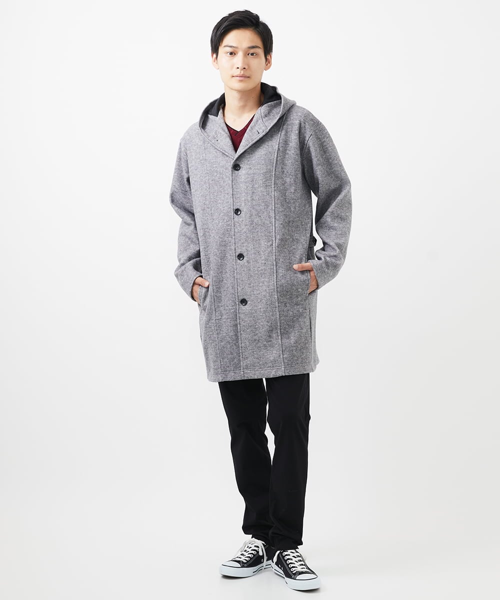 MKCCC32150 MK MICHEL KLEIN HOMME(MKミッシェルクランオム) 【残りわずか！/在庫限り/男女兼用】フードコーディガン / ブラッシュドメルトンジャージ グレー