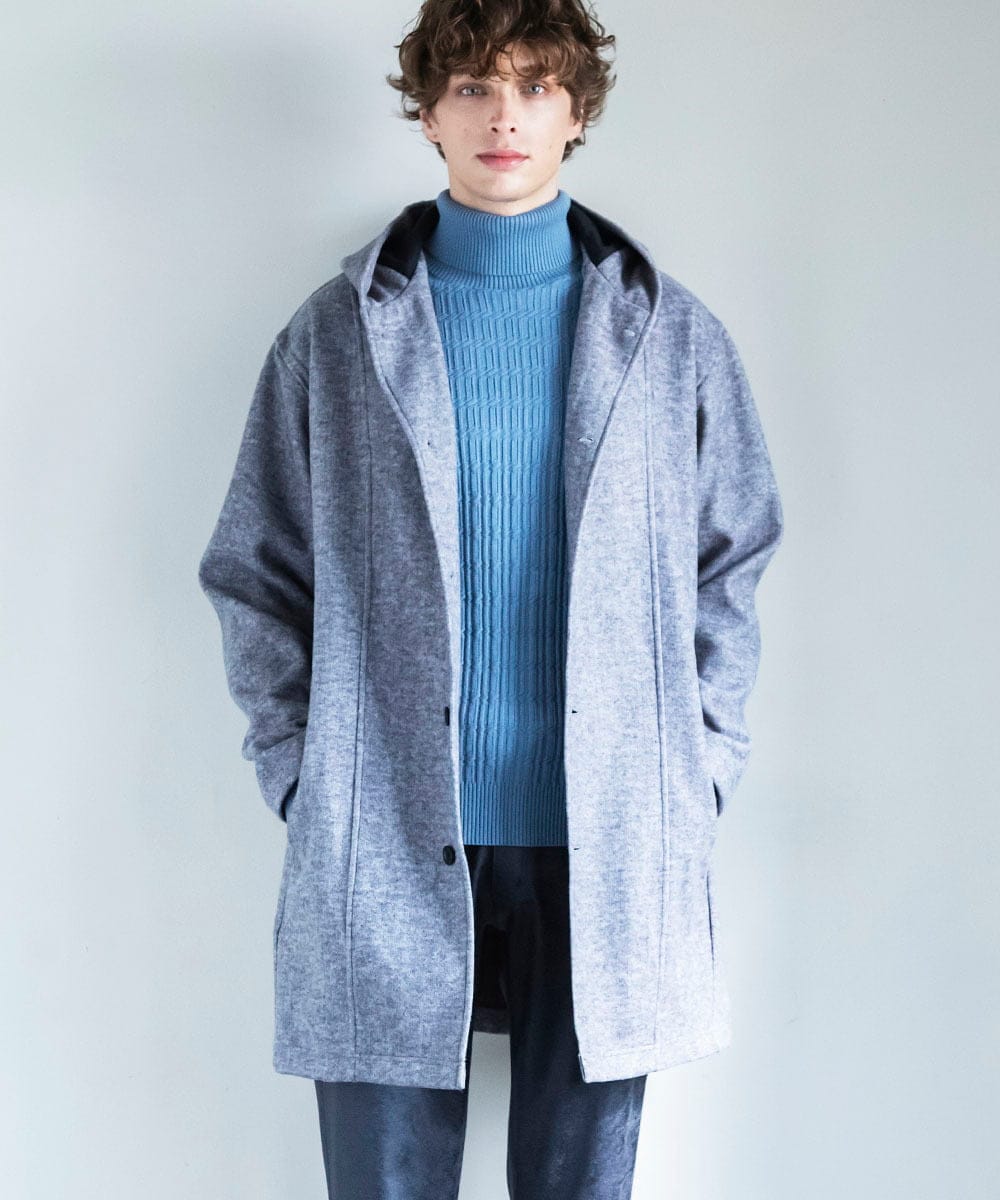 MKCCC32150 MK MICHEL KLEIN HOMME(MKミッシェルクランオム) 【残りわずか！/在庫限り/男女兼用】フードコーディガン / ブラッシュドメルトンジャージ グレー