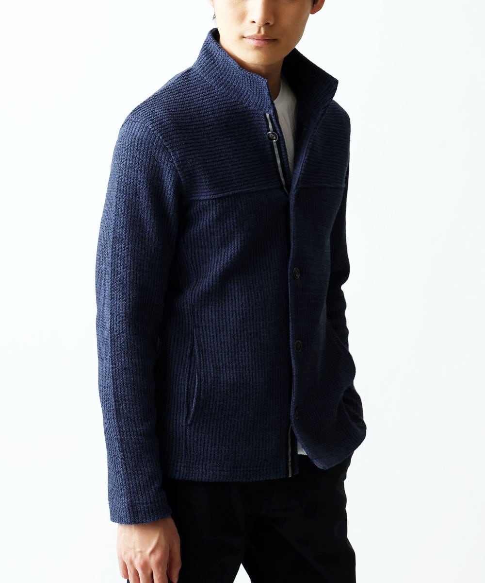 MKCDC24135 MK MICHEL KLEIN HOMME(MKミッシェルクランオム) 【イージーケア】ラッセルスタンドカーディガン ネイビー