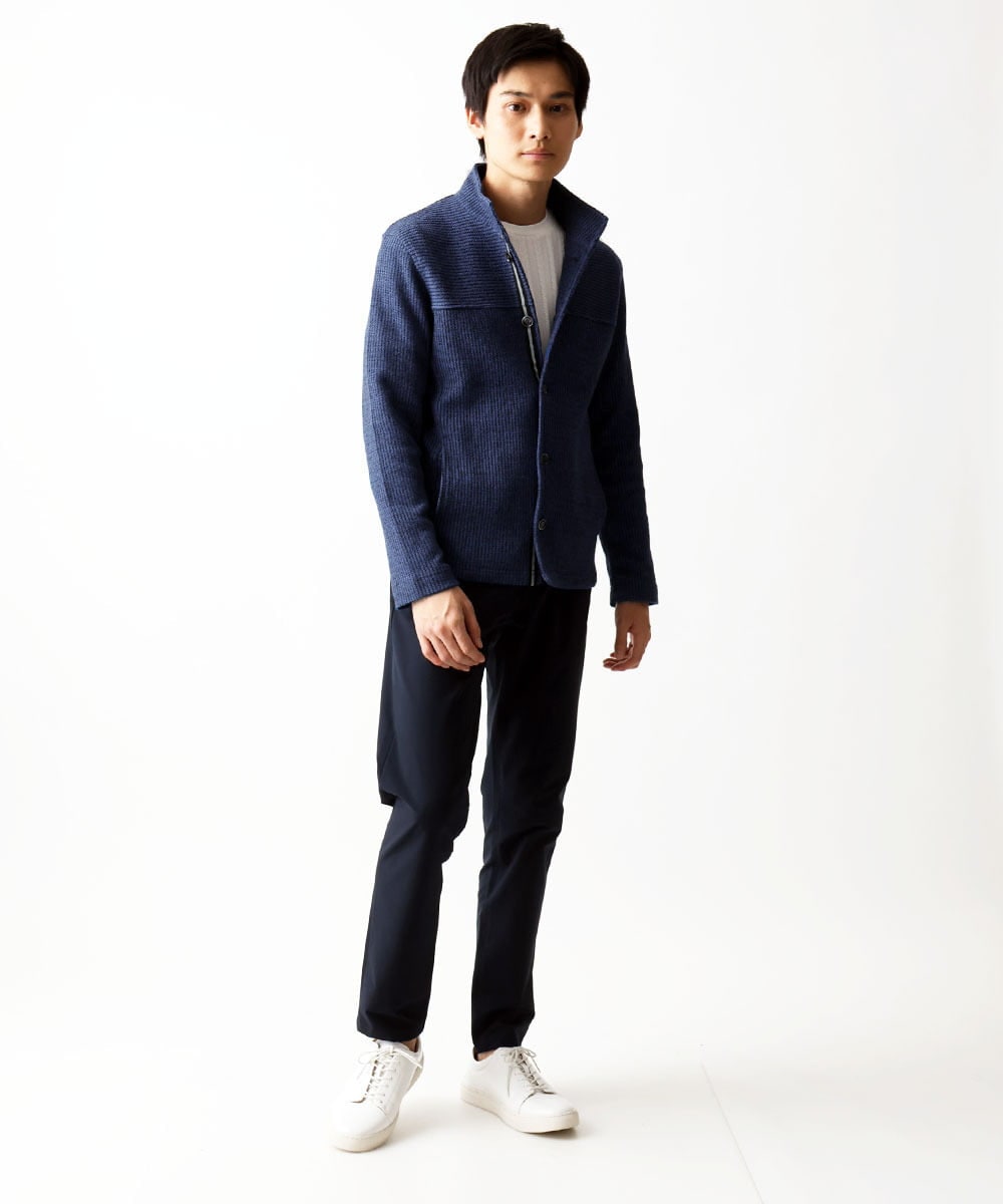 MKCDC24135 MK MICHEL KLEIN HOMME(MKミッシェルクランオム) 【イージーケア】ラッセルスタンドカーディガン ネイビー